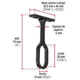 Soporte negro para tubo ovalado de closet, Hermex 46586