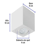 Luminario de sobreponer c/spot dirigible, cuadrado, blanco, Volteck 49720