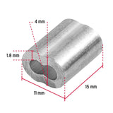Bolsa con 50 casquillos dobles de aluminio, 1/8', Fiero 48365