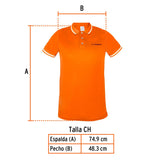 Playera tipo polo dry fit naranja, para caballero talla CH, Truper 69981