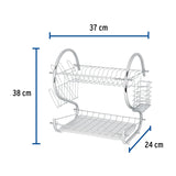 Escurridor de acero cromado con 2 niveles para trastes, Foset 47908