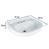 Lavabo cerámico con rebosadero, blanco, Foset 44002