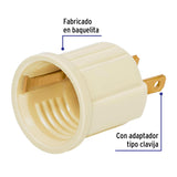 Portalámpara de baquelita, con adaptador, marfil, Volteck 46525