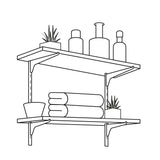 Cremallera sencilla blanca para ménsulas planas, 1.5m Fiero 47711