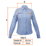 Camisa azul para dama, manga larga talla G, Truper 63103