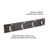 Perchero negro para pared con 4 ganchos satinados Hermex 49624