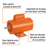 Motor eléctrico monofásico de 1 HP, alta velocidad, Truper 102311