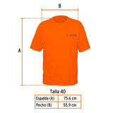 Camiseta naranja estampada 100% algodón, talla 40, Truper 60430