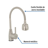 Monomando para fregadero con cuello flexible, satín, Tubig, Foset 47387
