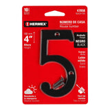 Número chico de latón 5, negro, Hermex 47858