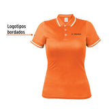 Playera tipo polo dry fit naranja, para dama talla CH, Truper 69986