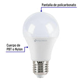 Lámpara LED tipo bulbo A19 9 W luz de día, blíster, Volteck 46858