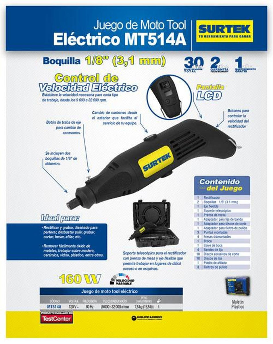 Herramienta rotativa profesional 150 W con 201 accesorios