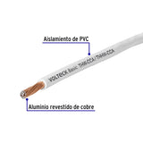 Rollo de 100 metros de cable THW CCA 12 AWG blanco, Volteck 40212