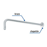 Brazo recto 50 cm con chapetón para regadera, cromo, Foset 47752