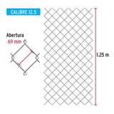 Rollo 20m x 1.25m malla ciclónica calibre 12.5 abertura 69mm, Fiero 42958