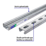 Perfil unical perforado de 3 m, 4 x 2 cm calibre 14, Volteck 47765