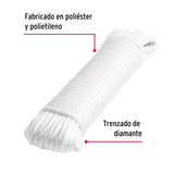 Piola de poliéster diamante de 5 mm x 15 m blanca, Fiero 48393