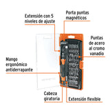 Desarmador de precisión con 57 puntas intercambiables, Truper 102396