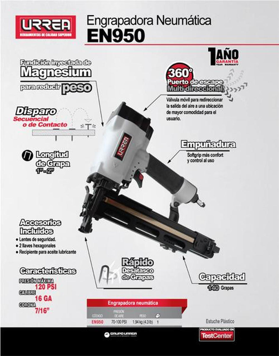 Clavadora neumática cal clavo de hasta 2-1/2 Urrea CN963