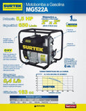 Motobomba a gasolina 2" x 2" 5.5HP 163CC Surtek MG522A