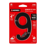 Número chico de latón 9, negro, Hermex 47862