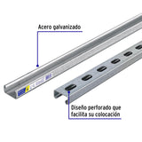 Perfil unical perforado de 3 m, 4 x 2 cm calibre 16, Volteck 47761