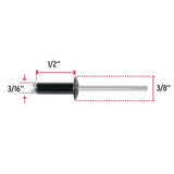 Bolsa c/50 remaches 3/16'x1/2' negros de aluminio, ala 3/8', Fiero 46570