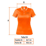 Playera tipo polo dry fit naranja, para dama talla CH, Truper 69986
