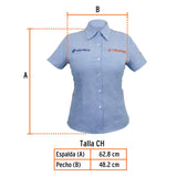 Camisa azul para dama, manga corta talla CH, Truper 61106