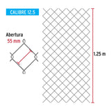 Rollo 20m x 1.25m malla ciclónica calibre 12.5 abertura 55mm, Fiero 42948