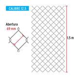 Rollo 20m x 1.5m malla ciclónica calibre 12.5 abertura 69 mm, Fiero 42959