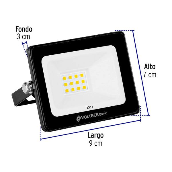 Reflector ultra delgado LED 10 W luz de día, Volteck 22040