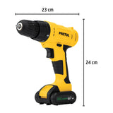 Kit taladro inalámbrico 3/8', 12 V, y accesorios con estuche, Volteck 27120