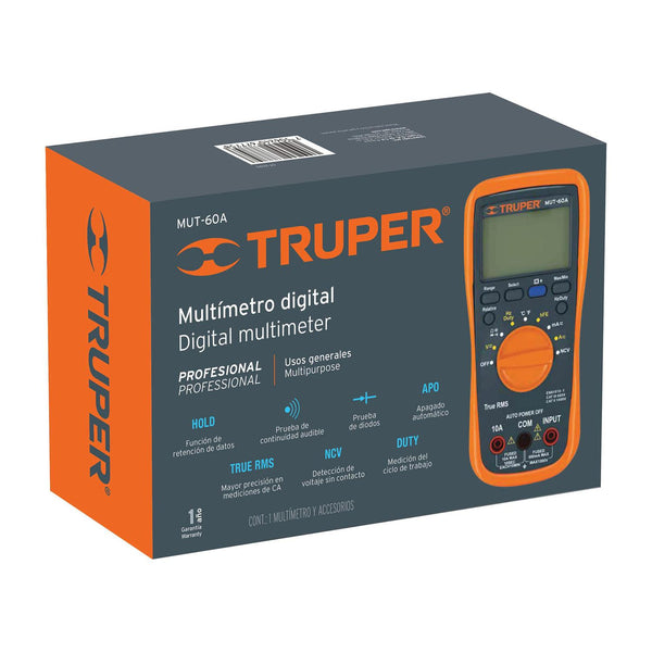 Multimetro profesional con RMS verdadero y auto rango Deluxe Truper 100362