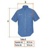 Camisa de mezclilla para caballero, manga corta talla G, Truper 60342