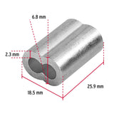 Bolsa con 50 casquillos dobles de aluminio, 1/4', Fiero 48367