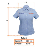 Camisa azul para dama, manga corta talla G, Truper 61108