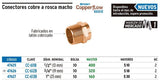 Conector de cobre, rosca exterior, 3/4', Basic Foset 47626