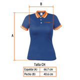 Playera tipo polo dry fit azul, para dama talla CH, Truper 69970