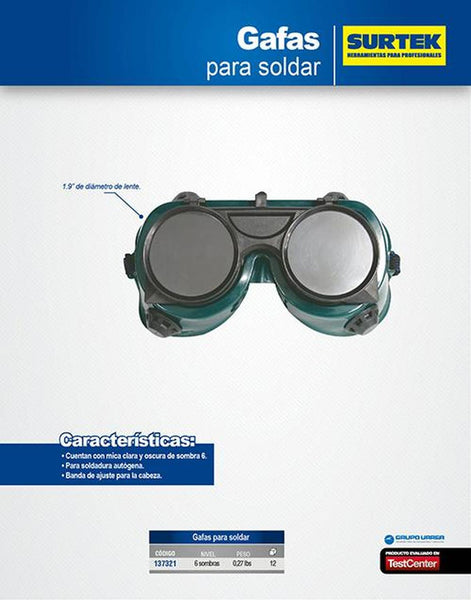 Gafas para soldar 6 sombras Surtek 137321