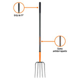 Bieldo para paja, 5 dientes, mango de acero 48' Truper 102101