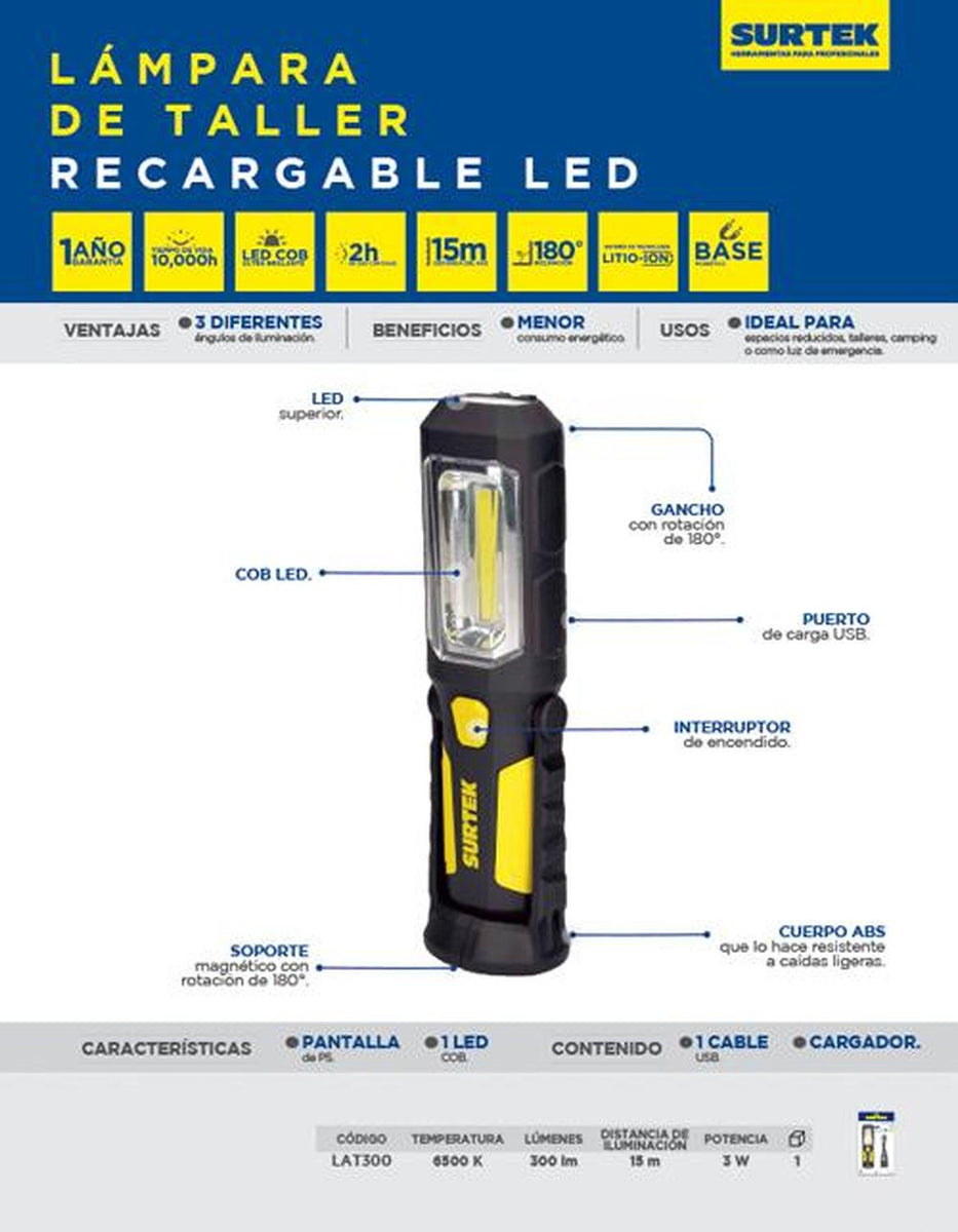 Lámparas para taller recargable LED Surtek, Consulta precios y más  información en esta liga:  By SURTEK