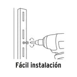 Cremallera sencilla blanca para ménsulas planas, 2m Fiero 47712