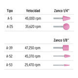Juego de 5 piedras montadas zanco 1/4' y 1/8',uso general, Truper 102632