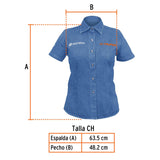 Camisa de mezclilla para dama, manga corta talla CH, Truper 61101
