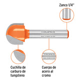 Broca para router, media caña, 5/8', Truper 102722