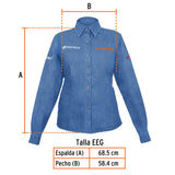 Camisa de mezclilla para dama, manga larga XXG, Truper 62110