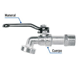 Llave de esfera de zinc 1/2', 110 g, s/adaptador, Basic 48243