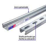 Perfil unical perforado de 3 m, 4 x 2 cm calibre 18, Volteck 47757